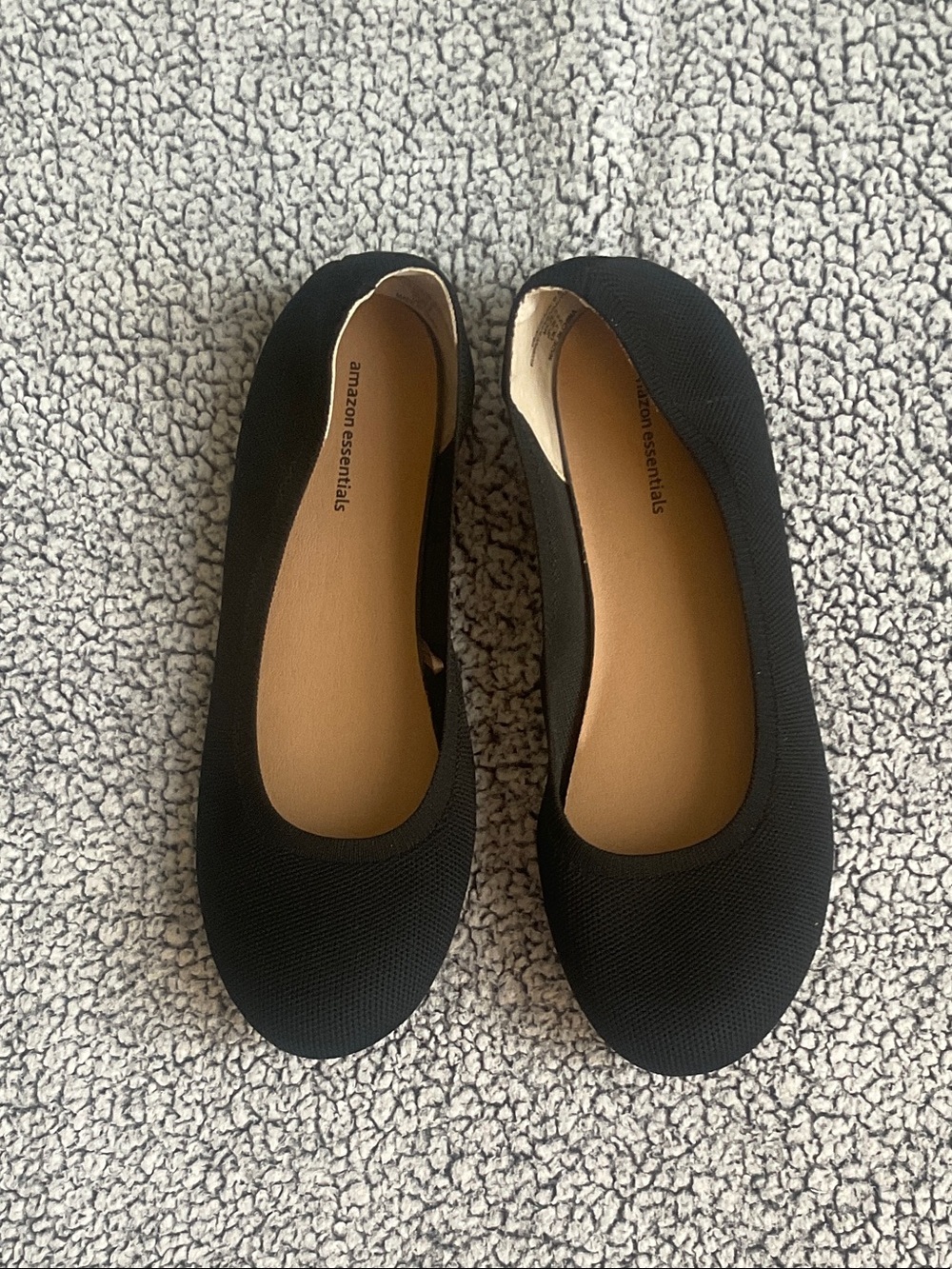 Amazon Essentials Black Knit Slip-On Ballet Flats